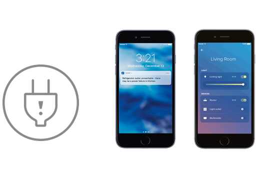 Deux smartphones utilisant l'application Legrand Home + Control pour Arteor with Netatmo
